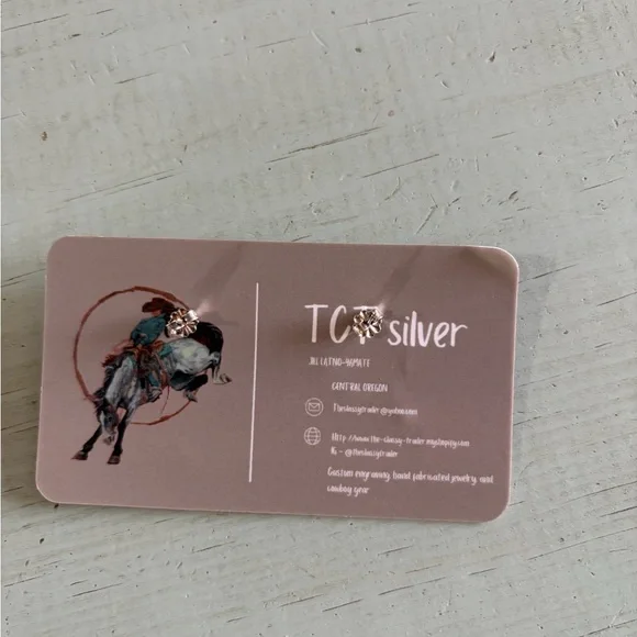 TCT authentic silver Cross turquoise Stud Earrings - Picture 2 of 3